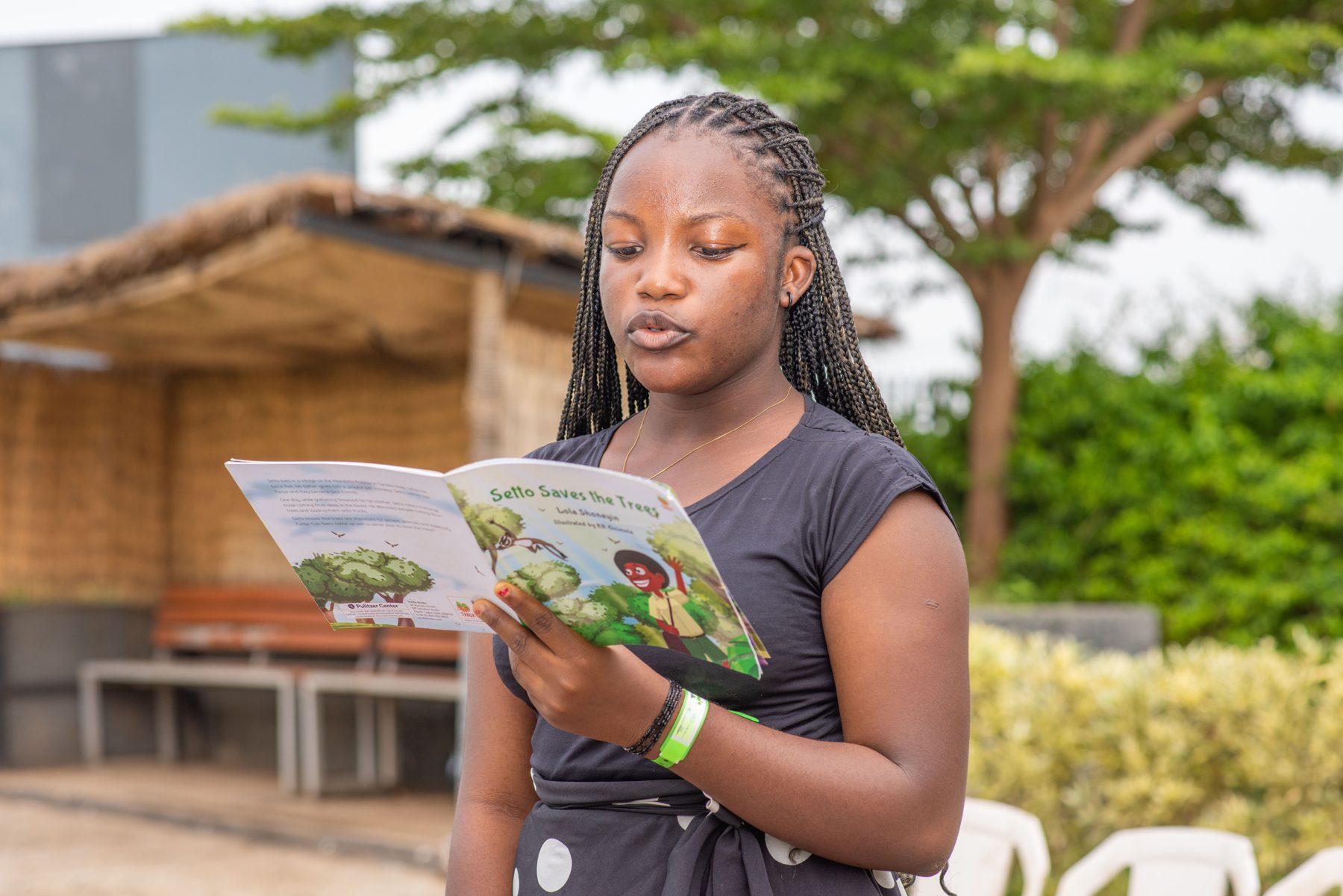 A young participant presenting her Rising Voices work in Kaduna